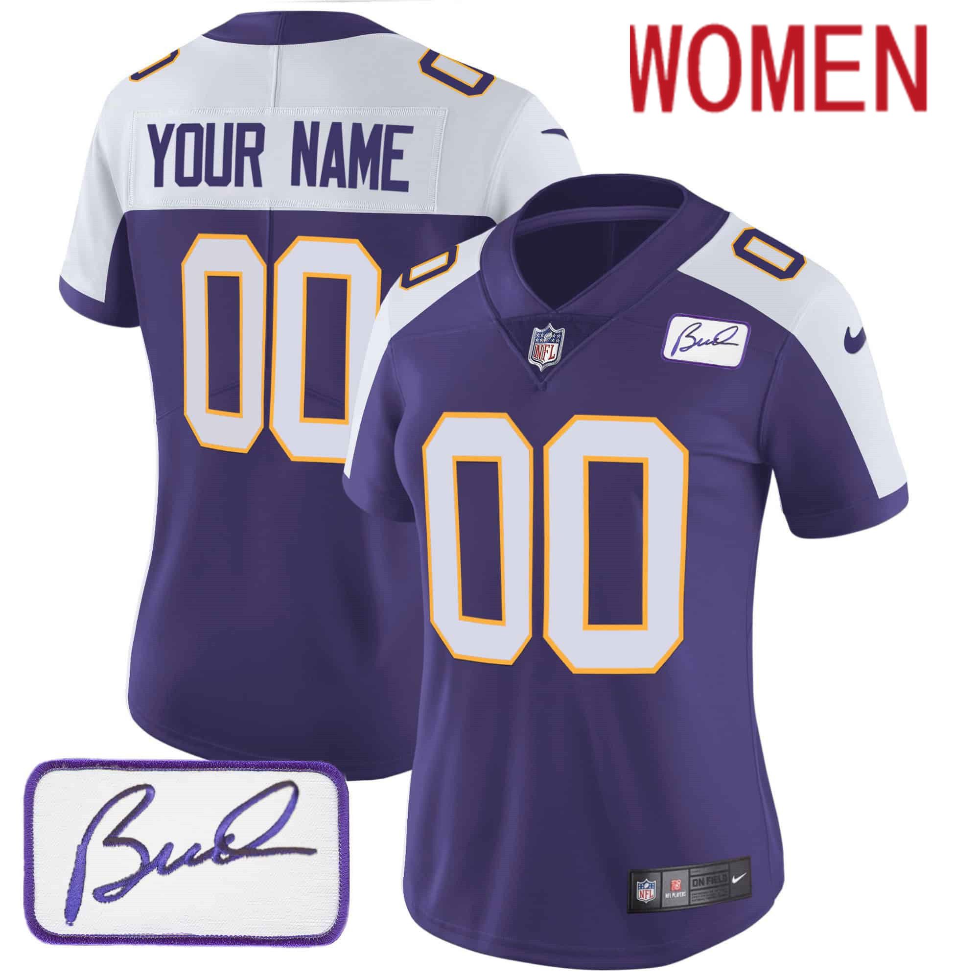 Women Minnesota Vikings Purple 2024 Nike Bud Grant Patch Classic Limited Custom NFL Jersey